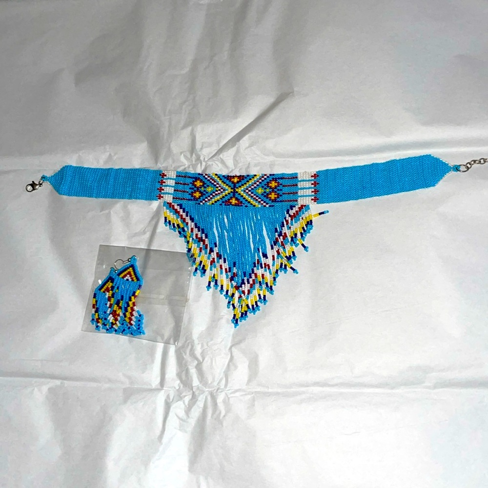 African handmade necklace and earrings